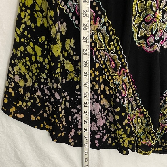 Shiva Fashions Umbrella Dress Black with Floral Patterns Midi Length - Picture 12 of 14